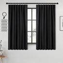 ANRODUO Back Tab Blackout Curtains for Bedroom Living Room, Rod Pocket Pinch Pleated Thermal Insulated Room Darkening Curtains 36 Inches Long 2 Panels, Black, 42 x 36 Inch by TinyTreasures Baby Boutique