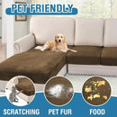 H.VERSAILTEX Velvet Stretch Sectional Couch Covers 4 Pieces Sofa Seat Cushion Covers L Shape Separate Couch Cover for Both Left/Right Sectional Couch (Large Sofa 3 Seater + 1 Chaise, Bronze Brown) by CozyNest Decor