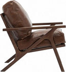 Wahson Brown Leather Accent Chair Mid Century Modern Chair, Retro Upholstered Armchair with Wood Frame and Removable PU Cushions, Large Compfy Leisure Slipper Chair for Living Room/Bedroom by CozyNest Decor