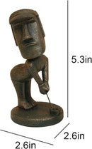 Moai Statue Decor - 6 Inch Easter Island Oranment Resin Stone Decoration for Room Accessories Antique Sculpture for Office Desktop (Play Golf) by CozyNest Decor