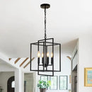 4-Light Vintage Black Chandelier, Foyer Lighting Fixtures Farmhouse Chandeliers for Dining Room, Modern Industrial Lantern Pendant Light for Kitchen Island Entryway Stairway by CozyNest Decor