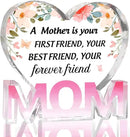 Mothers Day Gifts Best Mom Gifts -Gifts for Mom from Daughter Son - Best Mom Ever Gifts Unique Mother Birthday Acrylic Heart-Shaped Plaque Desk Decorations Present for Mom Christmas Anniversary by CozyNest Decor