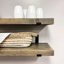 Rustic Shelves with J-Brackets Set of 2, Industrial Shelf, Kitchen Shelves, Solid Wood, Decorative Wall Storage, Heavy Duty, URBANDI (Grey, 24Wx8D) by CozyNest Decor