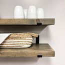 Rustic Shelves with J-Brackets Set of 2, Industrial Shelf, Kitchen Shelves, Solid Wood, Decorative Wall Storage, Heavy Duty, URBANDI (Grey, 24Wx12D) by CozyNest Decor
