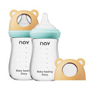 Natural Glass Baby Bottle for Breastfeeding Babies, 8oz Anti-Colic Baby Bottle with Natural Response Nipple(M), Clear, Wide Neck, 2 Pack, 3 Months+ by TinyTreasures Baby Boutique