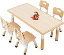 FUNLIO Kids Table and 4 Chairs Set for Ages 3-8, Height Adjustable Toddler Table and Chair Set, Easy to Wipe Arts & Crafts Table, for Classrooms/Daycares/Homes, CPC & CE Approved (5 pcs Set) - Natural by CozyNest Decor