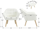 Modern Sherpa Accent Chair with Ottoman, Fluffy Upholstered Lounge Chair with Footrest, Comfy Living Room Side Boucle Armchair for Small Space Bedroom Apartment, White by CozyNest Decor