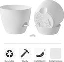 FaithLand 3-Pack Large Planter Pots, 12 10 9 Inch Self Watering Flower Pots for Indoor Outdoor Garden Plants, White by GreenHaven Gardens