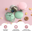 2 Pack Snack Cups for Toddlers Spill Proof - Detachable Stainless Steel Toddler Snack Cups with Silicone Lids & Handles - Dishwasher Safe Baby Snack Containers for Mess-Free Snacking (Green and Pink) by TinyTreasures Baby Boutique