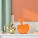 XMGZQ Orange and Gold Ceramic Couple Figurines Home Decor,Wedding Engagement Romantic Gift for Husband Wife,Large Male and Female Love Statue Valentine's Day Birthday,Abstract Hugging Couple by CozyNest Decor