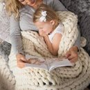 Chunky Knit Blanket Hand Made Merino Wool Throw Boho Bedroom Sofa Home Decor Giant Yarn(Ivory White 40"x47") by CozyNest Decor