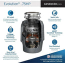InSinkErator EVOLUTION 0.75HP 3/4 HP, Advanced Series EZ Connect Continuous Feed Food Waste Garbage Disposal, Gray by CozyNest Decor