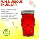 Generic 14 oz Colorful Skull Glass Mason Jar – Mix & Match 7 Vibrant Colors, Large & Durable! (Blue) by CozyNest Decor