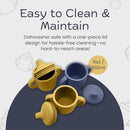 Silicone Sippy Cups with Easy Grip Transition Handles and a Soft Spout. A Non Toxic No Spill Unbreakable Training Cup 150ml/5oz |2-PACK Midnight Blue and Canary| by TinyTreasures Baby Boutique
