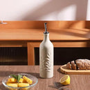 Sweejar Large Ceramic Olive Oil Dispenser Bottle, 24 Oz Relief Opaque Oil Cruet Protects Oil To Reduce Oxidation, Storage Vinegar, Soy Sauce, Coffee Syrup, Liquids, Set of 1 (Beige) by CozyNest Decor