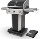 Kenmore 3-Burner Propane BBQ Grill, 30,000 BTUs Gas Grill with Cast Iron Cooking Grates, Folding Side Tables & Wheels, Outdoor Grill with Tool Hooks, Black + Bonus Cover by GreenHaven Gardens