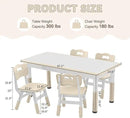 Kids Study Table and Chairs Set, Height Adjustable Toddler Table and Chair Set for Kids Ages 3-8, Graffiti Desktop (Burlywood - 1) by CozyNest Decor