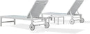 PURPLE LEAF Outdoor Chaise Lounge Set of 4 White Aluminum Lounge Chair Outdoor with Wheels Five-Position Adjustable Patio Lounge Chair for Pool Deck Yard, Bluish-Gray by GreenHaven Gardens