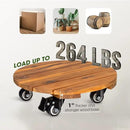 Idzo 2pack Wood Plant Caddy With Wheels Heavy Duty, 264 Lbs Capacity, 12 Inch Acacia Hardwood Plant Dolly, Plant Stand with 360° Lockable Wheels, Plant Caster for Heavy Objects Hauling - Natural Wood by GreenHaven Gardens