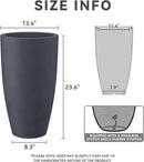Kante 23.6" H Charcoal Finish Concrete Tall Planters Large Outdoor Indoor Decorative Plant Pots with Drainage Hole and Rubber Plug, Modern Tapered Style for Home and Garden by CozyNest Decor
