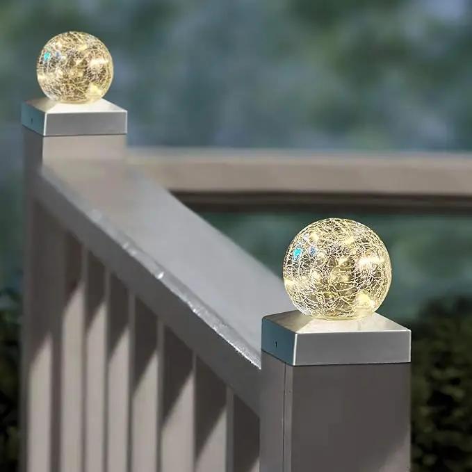Solar Post Lights - Outdoor Post Cap Light for Fence Deck or Patio Garden Decoration Solar Powered Caps, LED Lighting, Lamp Fits 4x4 in - Warm White 4 Pack, photo 5 of 7