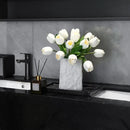 White Artificial Tulips, 2 Bundles 14Pcs, Fake Tulips Artificial Flowers, 2 x 2.4 Inch Large Flower Head Big Tulip, Easter Valentine's Day Mother's Day Home Decoration Flowers by CozyNest Decor