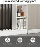 Wall Room Divider, Storage Cabinet Storage Display with Shelves, Modern Freestanding Wood Room Divider Screen, Wall Privacy Screens for Home Decorative (White+Black,31.5" L x 9.5" W x 79.5" H) by CozyNest Decor