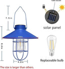 pearlstar Solar Lantern Outdoor Hanging Light Metal Farmhouse Solar Lamp with Warm White Edison Bulb Design for Garden Yard Patio Proch Decor(Blue) by CozyNest Decor