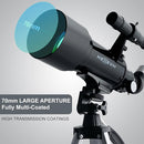 Telescope 70mm Aperture 500mm - for Kids & Adults Astronomical Refracting Telescopes AZ Mount Fully Multi-Coated Optics, with Diagonal Mirror Phone Adapter, Carrying Bag, Wireless Remote Black by TinyTreasures Baby Boutique