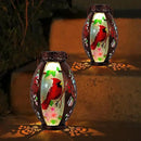 Starsoul 2 PC Cardinal Outdoor Solar Lantern Cardinal Solar Light Waterproof Tabletop Lamp with Hollowed-Out Design for Yard Patio Garden Pathway by GreenHaven Gardens