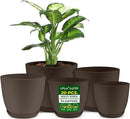 Planter Pots with Drainage Holes - Lightweight, Durable & Space-Saving Pots for Indoor and Outdoor - Versatile Functionality, Simple Modern Design, Set of 20 Plastic Planter Pots - Brown by GreenHaven Gardens