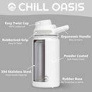 Chill Oasis Water Bottle | Compatible With Popular Flavor Cartridges | BPA Free, Leak Proof, Double-Walled Vacuum Insulated Stainless Steel, and Dishwasher Safe | Cold for 24 Hours (White, 12oz) by CozyNest Decor