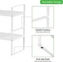 Expandable Cabinet Storage Shelf Stackable Organizer Rack for Kitchen Bathroom Pantry Spice Cupboard Coffee Countertop Home Office Desk Heavy Duty Nonslip White Small 1 Pack by CozyNest Decor