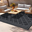 GAOMON Outdoor Rug Waterproof 8'x10', Reversible Outdoor Plastic Straw Rug, Boho Patio Rug, Indoor Outdoor Carpet, RV Mat Outside for Patio, Camp, Picnic, Balcony, Deck, Black/Grey(Geometric) by CozyNest Decor