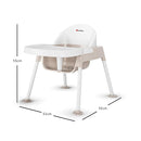 Foundations Secure Sitter 9" Feeding Chair, Stable “No Tip” Feet, 3-Point Adjustable Harness, Removable Tray, Easy to Clean, Smooth Plastic (White/Tan) by TinyTreasures Baby Boutique