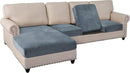 PrinceDeco 4-Piece Sectional Couch Cover Set - Thick Chaise & Couch Cushion Covers with Elastic Band for L-Shape Sofa, 3 Seater + 1 Chaise, Stone Blue by CozyNest Decor