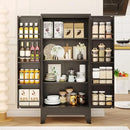 51" Kitchen Pantry Cabinet, Metal Storage Cabinet with 3 Adjustable Layer Shelves, 8 Door Shelves, Buffet Sideboard for Living Room, Kitchen, Black by CozyNest Decor