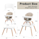 Baby High Chair, 7 in 1 Convertible High Chairs for Babies and Toddlers, Kids Learning Table, Building Block Table, Toddler Dining Chair with 360° Rotating Seat, 5-Point Safety Harness (Khaki) by TinyTreasures Baby Boutique