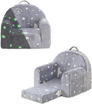 Toddler Chair Comfy,Toddler Couch Fold Out, 2-in-1 Kids Chair,Flip Out Kids Couch,Toddler Sofa Convertible,Children Reading Chair for Age 1-3(Grey Star) by TinyTreasures Baby Boutique