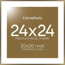 Homeforia 24x24 Picture Frame Bronze, High End Metal 24 x 24 Large Square Poster Frames with Mat 20 by 20 inch Photo, 24by24 Thin Brass Frames Matted to 20x20 Print, Tempered Glass, Wall Kit, Set of 1 by CozyNest Decor