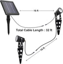 MINI 50X Twin Solar-Powered Cast Aluminium Warm White LED Spotlight 60-100 Lumen Per Light Fixture for Outdoor Garden Yard Landscape Downlight by CozyNest Decor