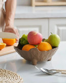 Fruit Bowl for Kitchen Counter, Porcelain Decorative Bowl for Home Décor Modern Pedestal Bowl with 3-Legs Large Centerpiece Bowl for Breads, Nuts, Brown by CozyNest Decor