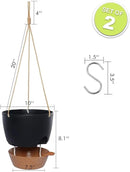 10 Inch Self Watering Hanging Pots, 2 Pack Hanging Planters with 40oZ Deep Reservior for Indoor Outdoor Plants Flowers, Black with Brown by CozyNest Decor