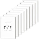 HAUS AND HUES 11x17 White Metal Picture Frames - Features Premium Aluminum, Vertical & Horizontal Hang, Shatterproof Plexiglass - Ideal for Home, Room, Office (11x17 in, White, Set of 9) by CozyNest Decor