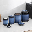 Nihow Food Storage Jar Sets: Ceramic Container with Air Tight Lid for Flour/Sugar/Rice/Coffee/Cookies/Candy - Seal Damp-proof Canister for The Kitchen Counter - Set of 4 （Blue & Black） by CozyNest Decor