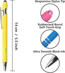 Ballpoint Pen with Stylus Tip, Soft Touch Click Metal Pen, 1.0mm Medium Point, Black Ink, 12 Count(Yellow) by TinyTreasures Baby Boutique