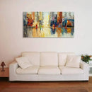 Canvas Wall Art Abstract Cityscape Painting Modern New York City Artwork Lady Romantic Street Scenery Picture Home Office Decor by CozyNest Decor
