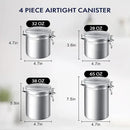 ENLOY 4-Piece Stainless Steel Airtight Food Storage Canister Set with Clear Lid, Containers Sets for Kitchen Counter for Sugar, Flour, Tea, Candy, Cookie, Spice, 28/32/38/65 oz by CozyNest Decor