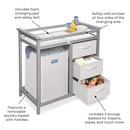 Badger Basket Modern Baby Changing Table - Portable Diaper Station with 3 Drawers Pad & Hamper - Storage Organizer for Baby Diapers & Toys - Gray/White by TinyTreasures Baby Boutique