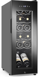 Wine Cooler Refrigerator 12 Bottles, Small Wine Fridge Mini Wine Fridge Countertop with Glass Door Wine Cellars for Red Wine, Champagne, Dry White Wine, Sparkling Wines by CozyNest Decor